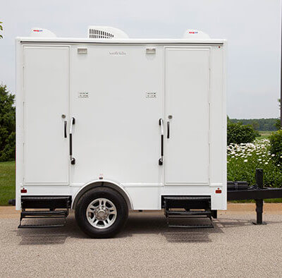 10 ft. upscale restroom trailer, luxury portapotty, Workbox
